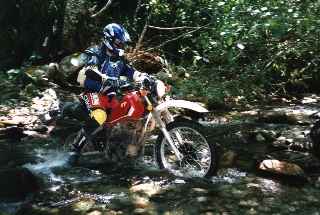 Sweep Crew Guru, John Hughes, surfs a creek.